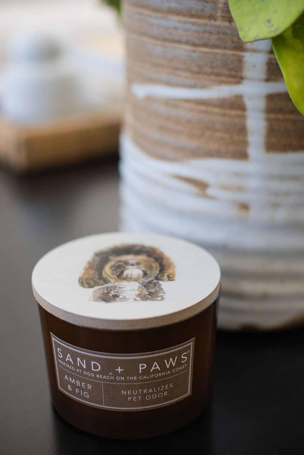Aromatic Sand + Paws Amber & Fig 12 oz scented candle