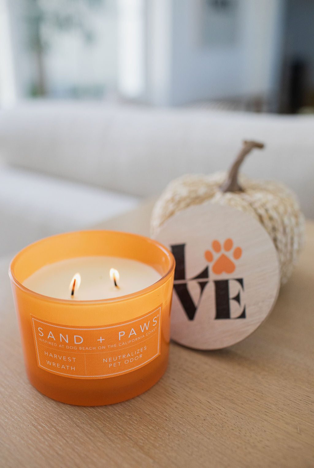 Aromatic Sand + Paws Harvest Wreath 12 oz scented candle